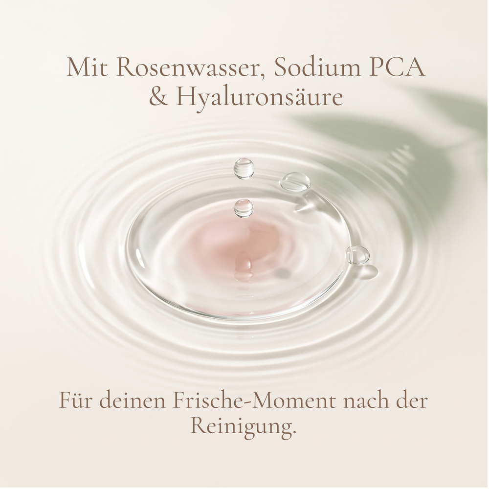 BEAUTYSEELE CALM Feuchtigkeits-Gesichtswasser ist ein leichtes Gesichtswasser mit Rosenwasser und Hyaluronsäure.