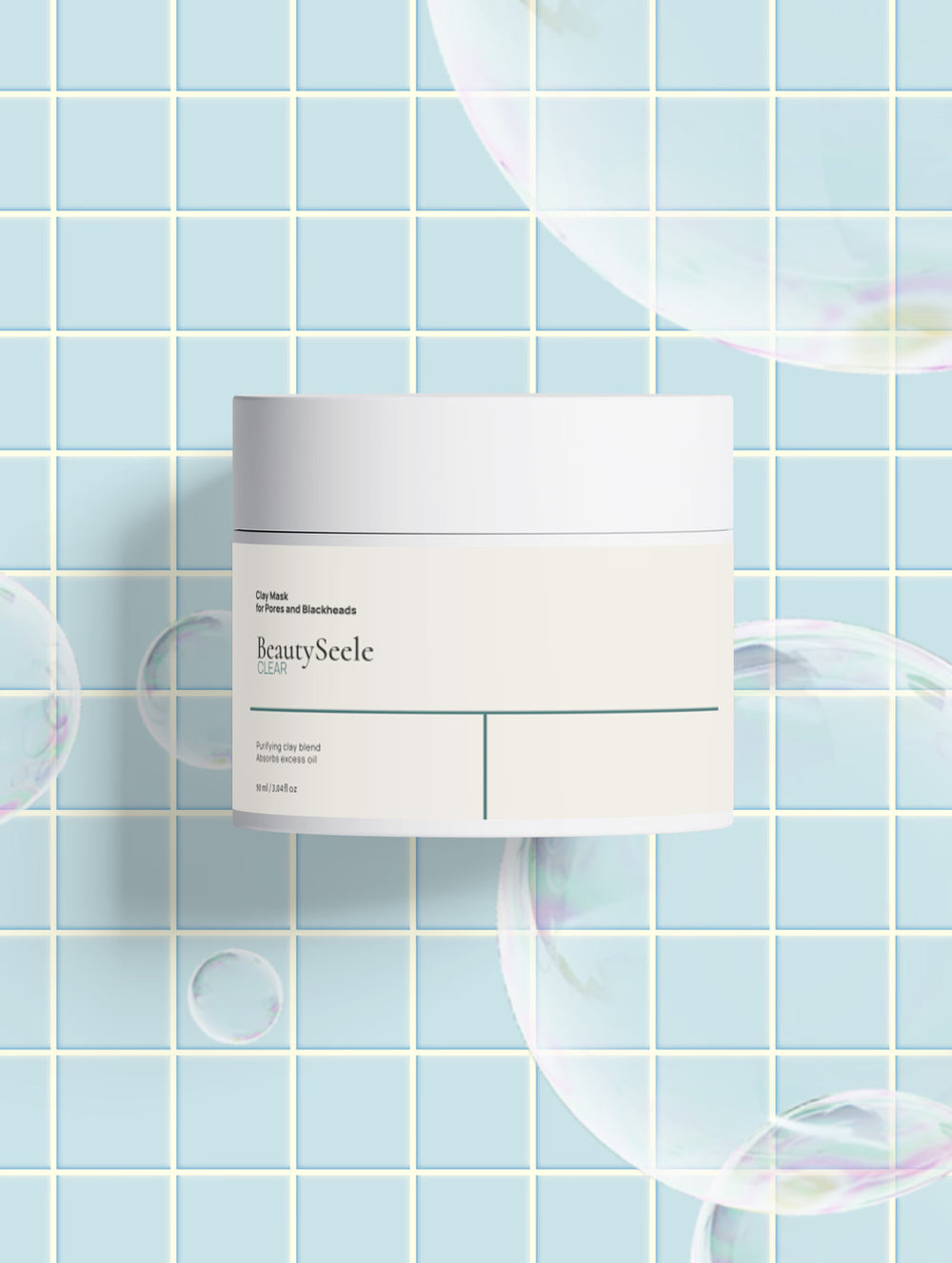 BEAUTYSEELE CLEAR Clay Mask – reinigende Tonmaske mit weißer und grüner Tonerde für sichtbare Poren und Mitesser, 90 ml