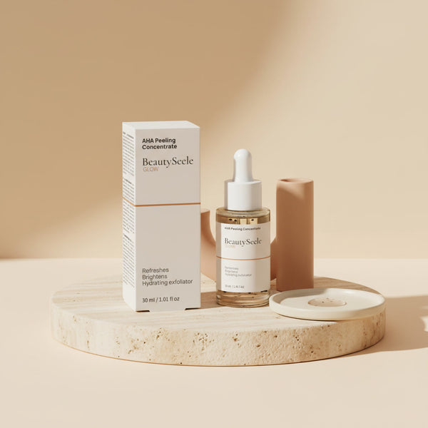 BEAUTYSEELE GLOW AHA Peeling Concentrate – konzentriertes Leave-on-Peeling mit 10 % Milchsäure und 1 % Hyaluronsäure, 30 ml