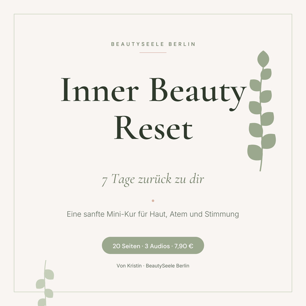 Inner Beauty Reset 7-Tage Mini-Kur Workbook Cover in Sage Grün und Rosé mit botanischen Akzenten – BeautySeele Berlin