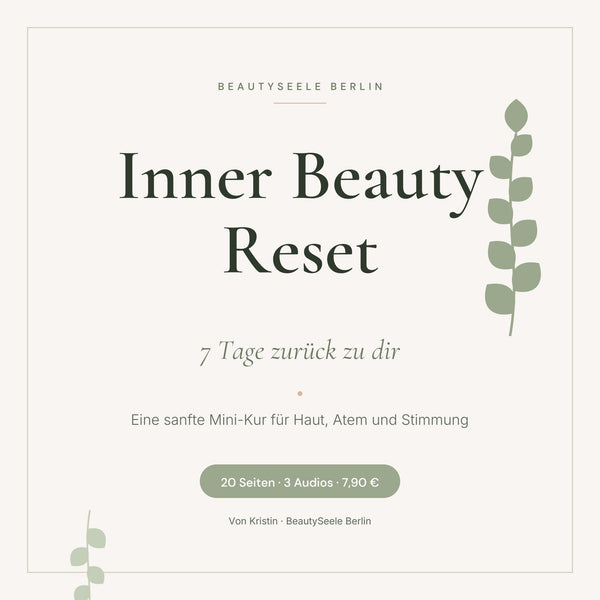 Inner Beauty Reset 7-Tage Mini-Kur Workbook Cover in Sage Grün und Rosé mit botanischen Akzenten – BeautySeele Berlin