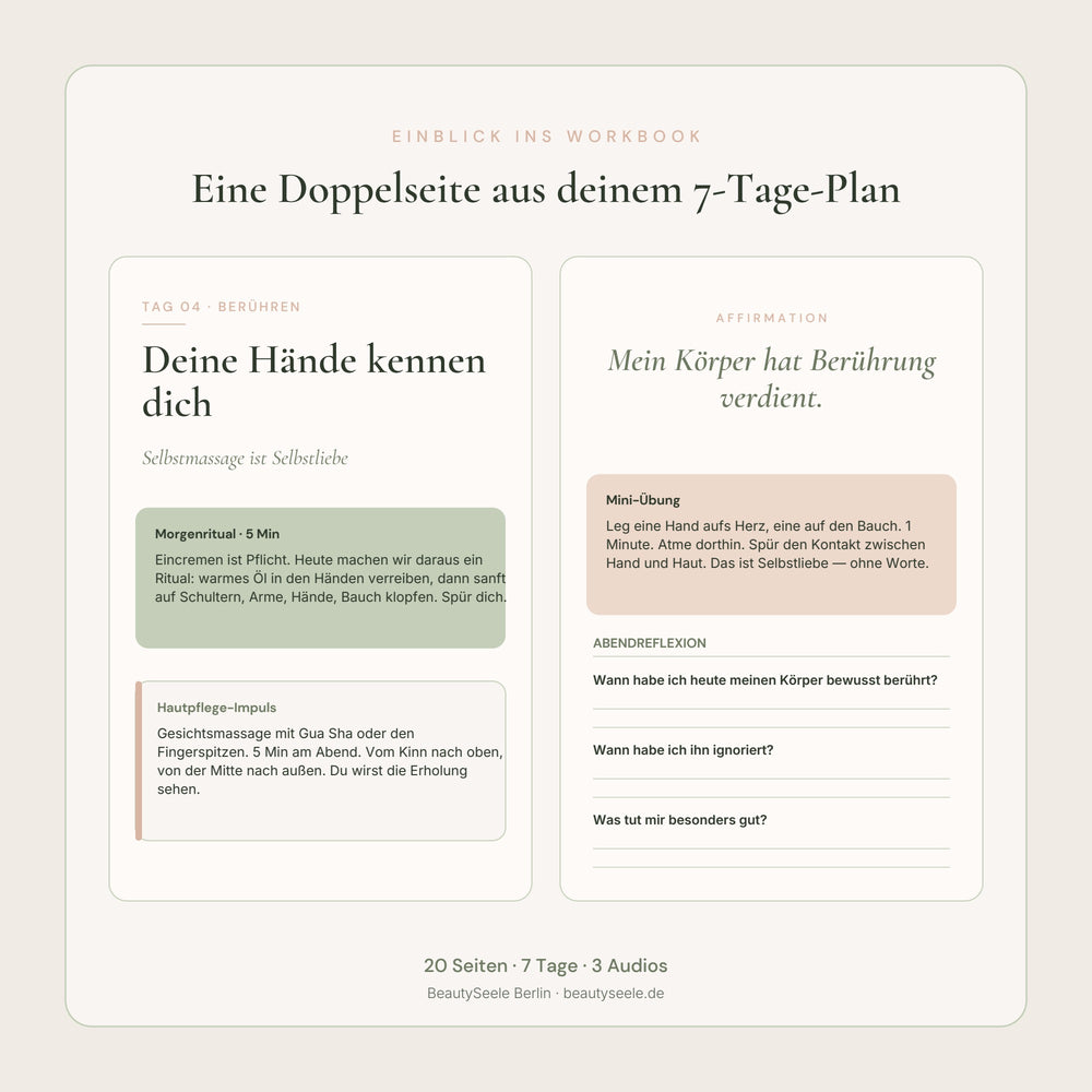 Inner Beauty Reset 7-Tage Mini-Kur Workbook Cover in Sage Grün und Rosé mit botanischen Akzenten – BeautySeele Berlin