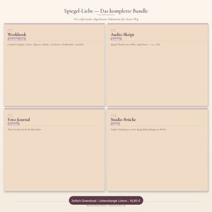 Spiegel-Liebe Bundle — Workbook, Audio-Skript, Foto-Journal und Studio-Brücke als digitales Komplett-Paket