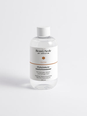 BEAUTYSEELE GLOW Glykolsäure-Gesichtswasser – flüssiger Peeling-Toner mit 5 % Glykolsäure für ein glatter wirkendes Hautbild, 250 ml