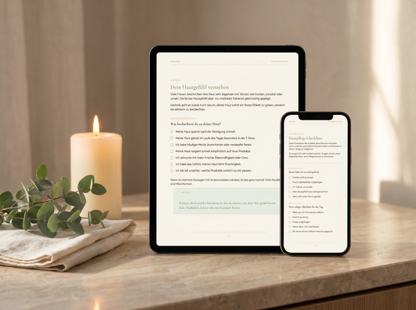 BeautySeele Starter-Workbook auf Tablet und Smartphone – Hautpflege-Routine und Checkliste digital