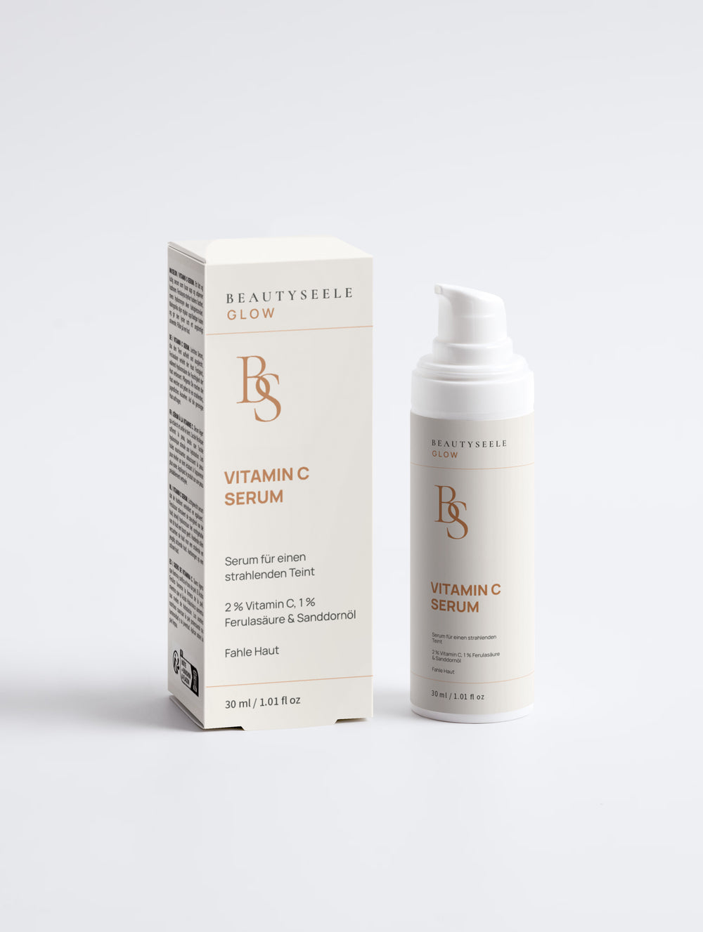 BEAUTYSEELE GLOW Vitamin C Serum – Serum mit 2% Vitamin C & Ferulasäure, 30 ml