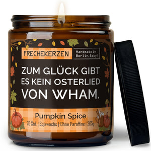 Kerze mit Spruch | zum glück gibt es kein osterlied von wham.