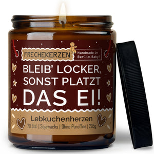 Kerze mit Spruch | bleib’ locker, sonst platzt das ei!