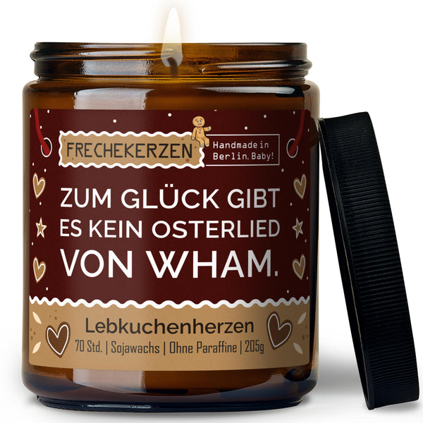 Kerze mit Spruch | zum glück gibt es kein osterlied von wham.