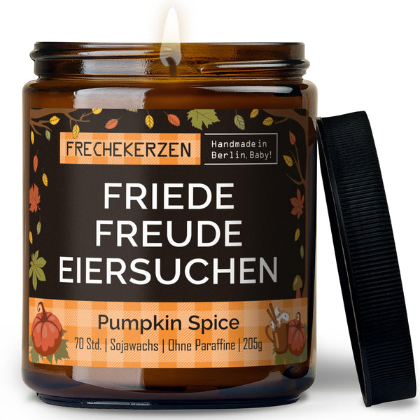 Duftkerze mit Spruch | friede freude eiersuchen