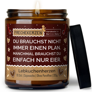 Kerze mit Spruch | du brauchst nicht immer einen plan. manchmal brauchst du einfach nur eier.