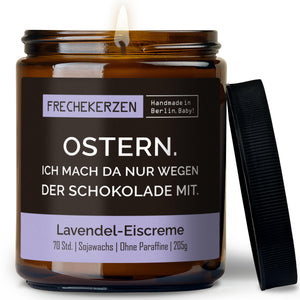 Kerze mit Spruch | ostern. ich mach da nur wegen der schokolade mit.