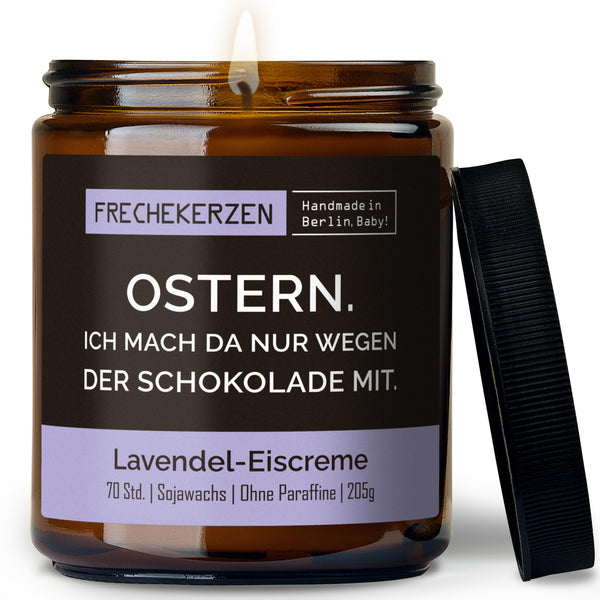 Kerze mit Spruch | ostern. ich mach da nur wegen der schokolade mit.