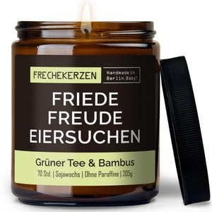 Duftkerze mit Spruch | friede freude eiersuchen