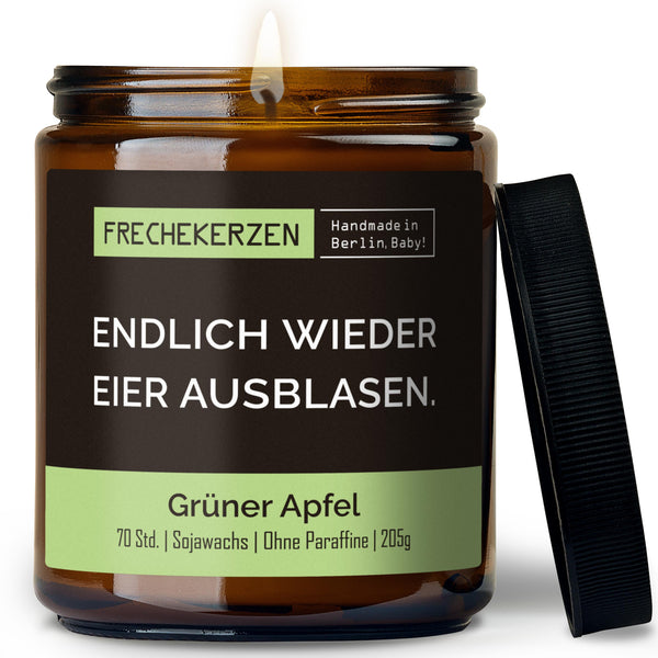 Duftkerze mit Spruch | endlich wieder eier ausblasen.