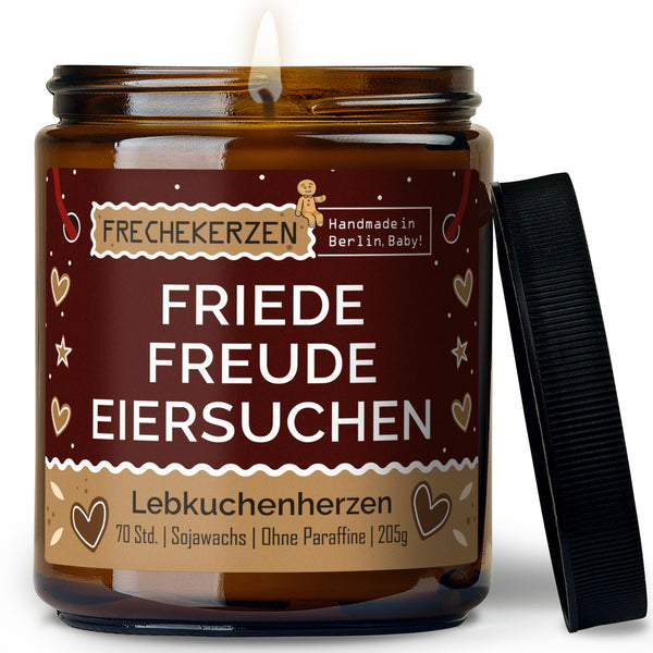 Duftkerze mit Spruch | friede freude eiersuchen