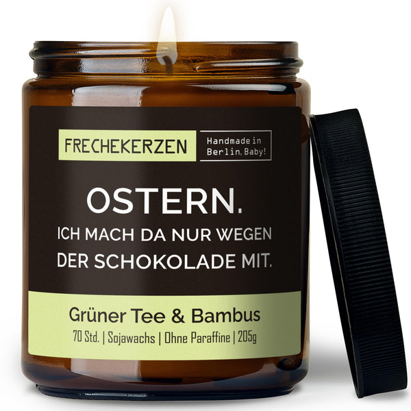 Kerze mit Spruch | ostern. ich mach da nur wegen der schokolade mit.