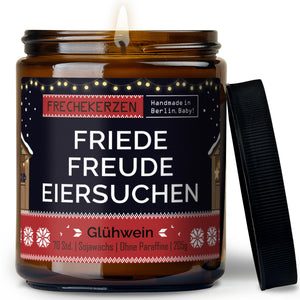 Duftkerze mit Spruch | friede freude eiersuchen