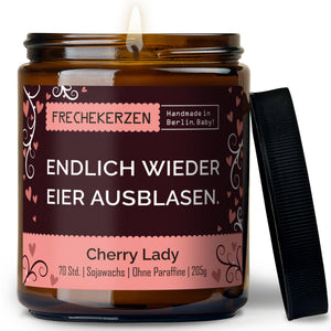 Duftkerze mit Spruch | endlich wieder eier ausblasen.