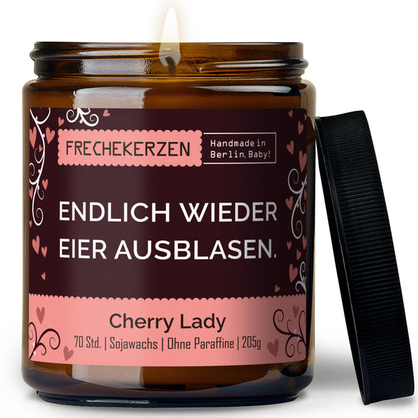 Duftkerze mit Spruch | endlich wieder eier ausblasen.