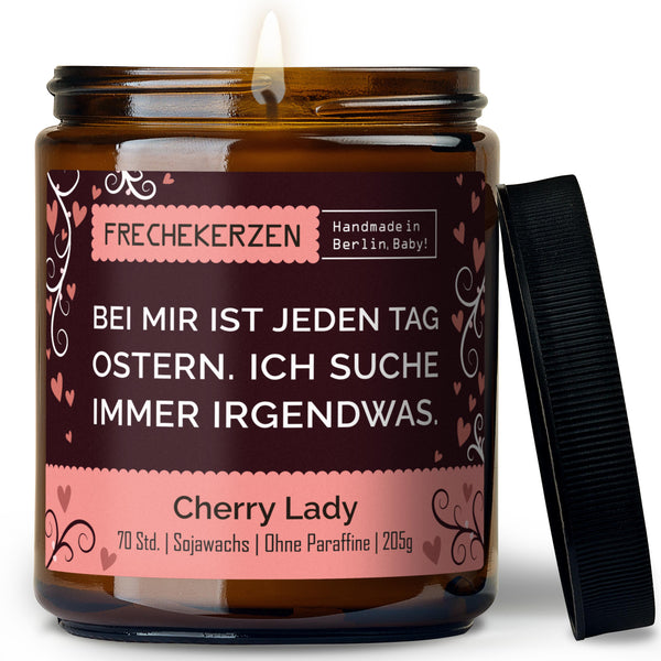 Duftkerze mit Spruch | bei mir ist jeden tag ostern. ich suche immer irgendwas.