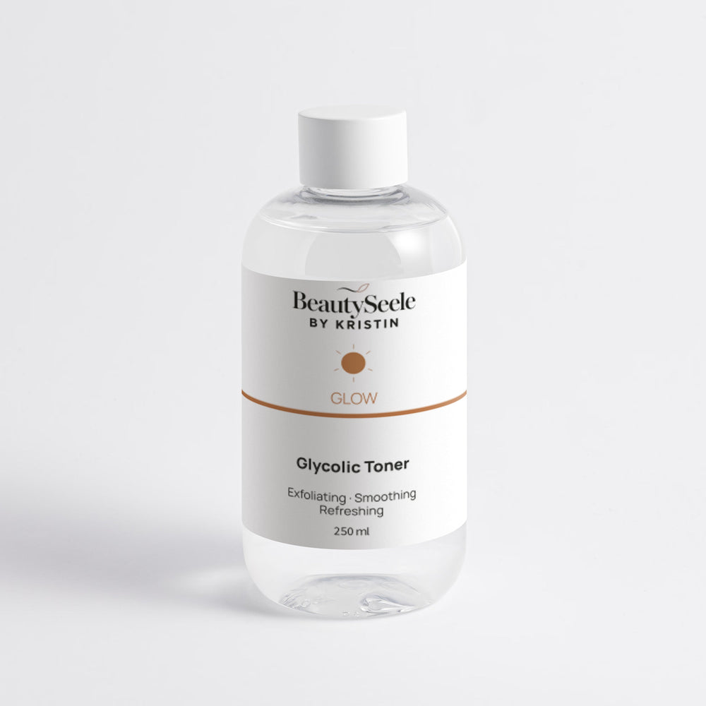 BEAUTYSEELE GLOW Glycolic Toner – flüssiger Peeling-Toner mit 5 % Glykolsäure für ein glatter wirkendes Hautbild, 250 ml