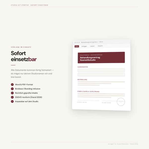 Studio-Kit Starter Mockup — sofort downloadbare Vorlagen für Kosmetikstudios